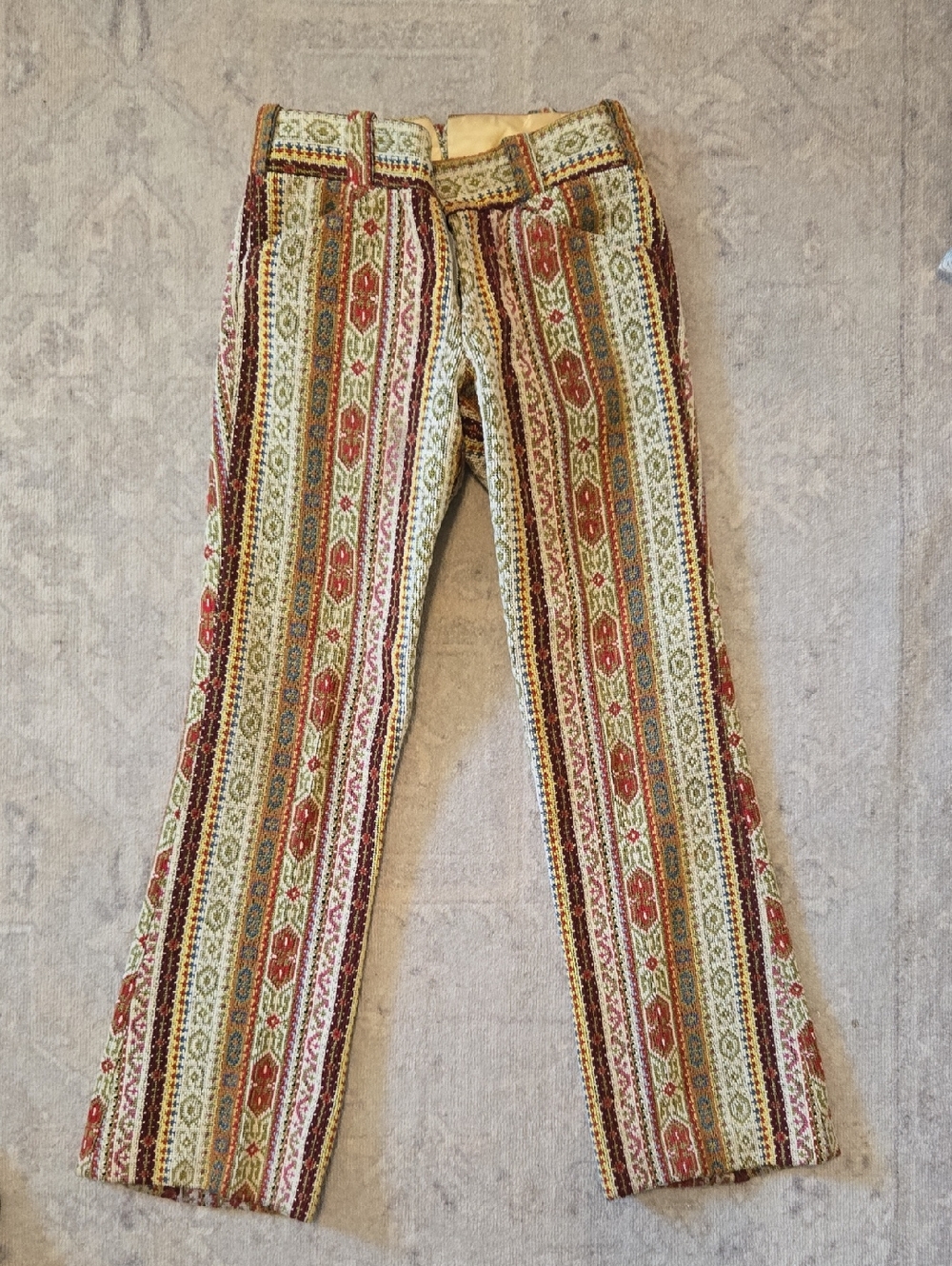 Pristine Vintagr Dunlee Striped Boot Cut Carpet Pants.